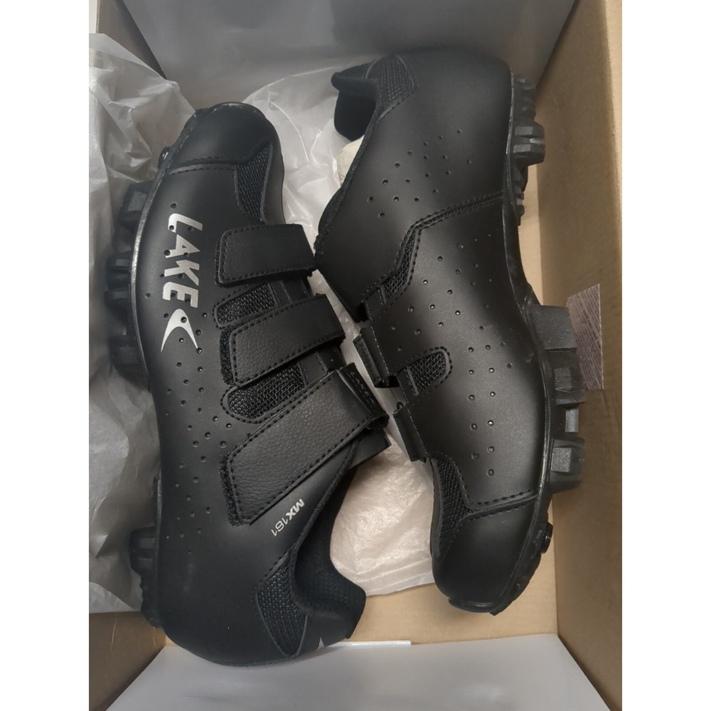 Lake MX161 Hypergrip Mountain Bike Shoes Black Adjustable Straps Size 10.5